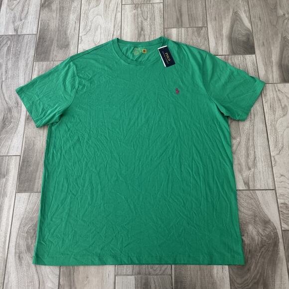 Polo Ralph Lauren Crew Neck T-Shirt Men’s 2XLT Green Classic Fit Logo Pony New - Picture 1 of 6